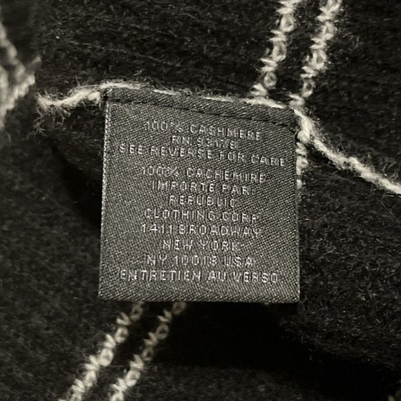 Magaschoni Cashmere Sweater SZ Medium Rib Knit Black White Stripe Mock Neck - Picture 8 of 11